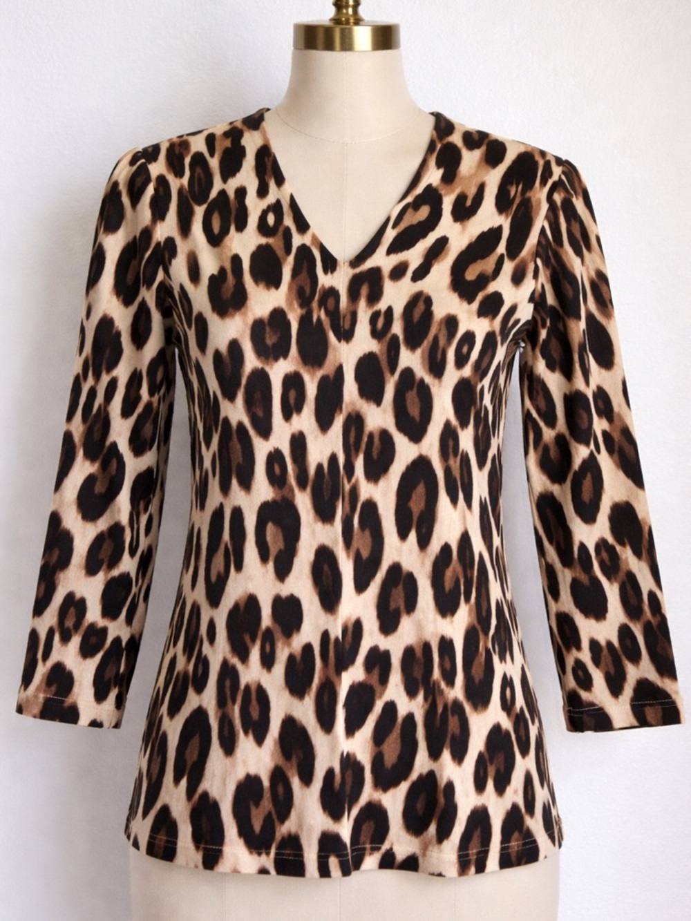 Chico's Leopard Print V-Neck Top - Brown & Black Size 0